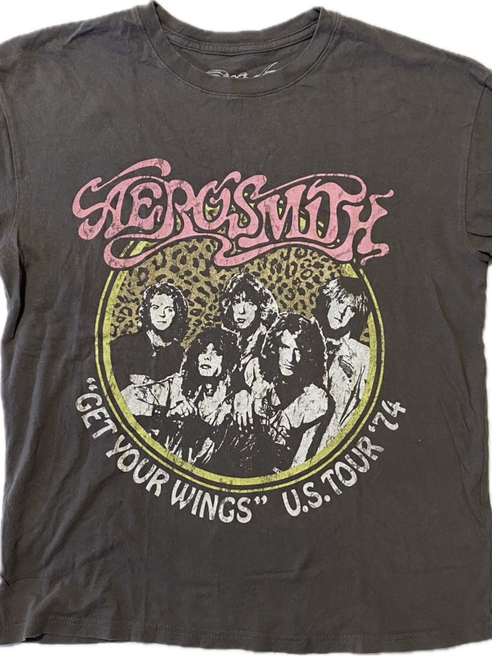 Aerosmith Men’s Short Sleeve Graphic Tee - Black with Pink & Yellow